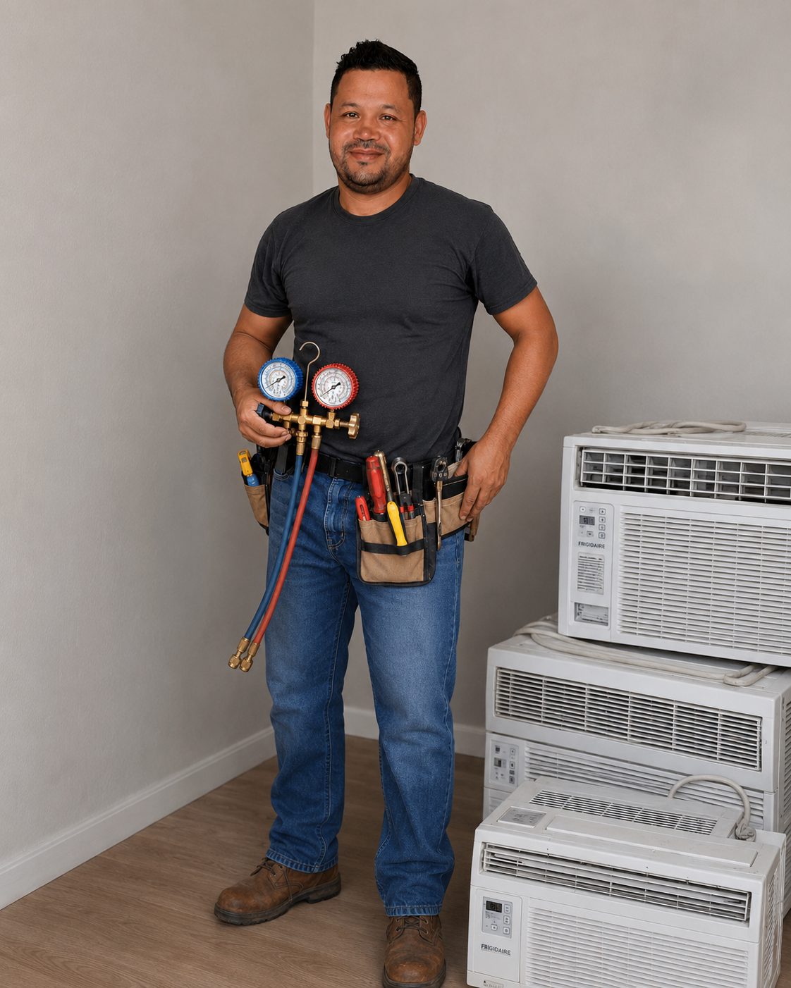 Técnico ServiClima con herramientas de mantenimiento